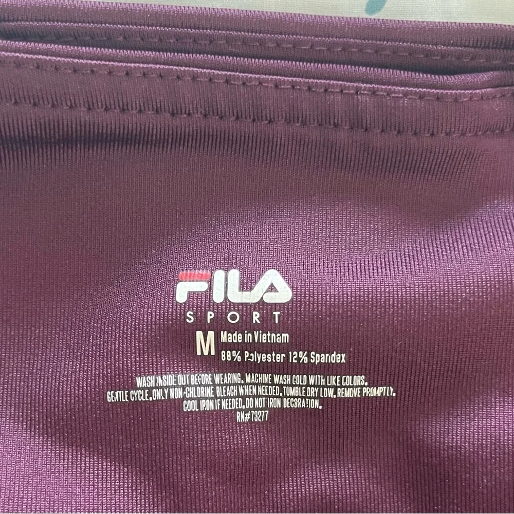 Fila‎ Sport EUC Deep Burgundy Ribbed Activewear Leggings with Pockets, Medium - Picture 7 of 8